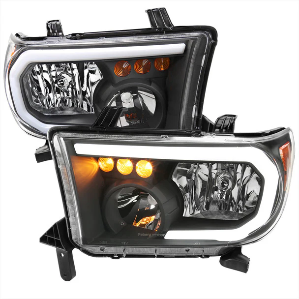 Spec-D Headlights Toyota Tundra (07-13) Sequoia (08-17) OE Style w/ LED Tube & LED Turn Signal - Chrome or Black - Image 19