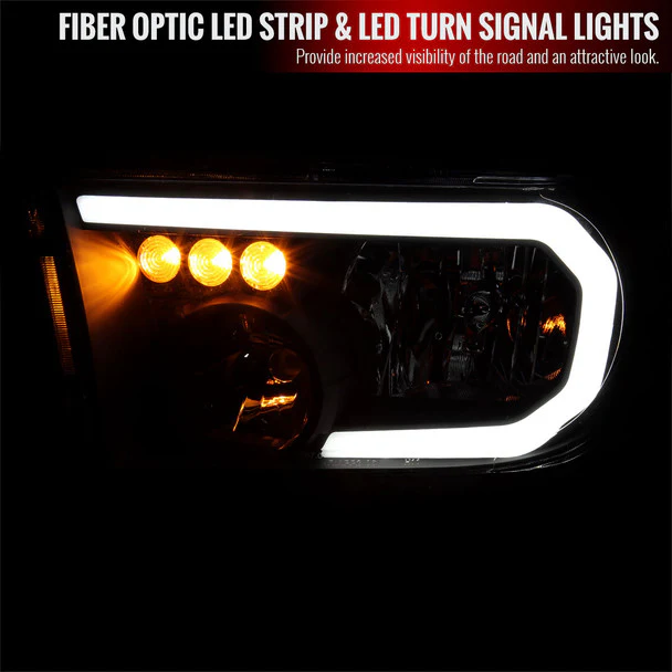 Spec-D Headlights Toyota Tundra (07-13) Sequoia (08-17) OE Style w/ LED Tube & LED Turn Signal - Chrome or Black - Image 20