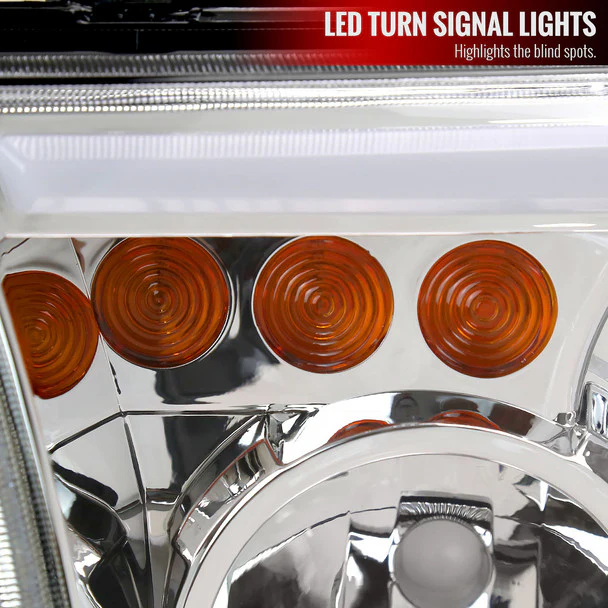 Spec-D Headlights Toyota Tundra (07-13) Sequoia (08-17) OE Style w/ LED Tube & LED Turn Signal - Chrome or Black - Image 6