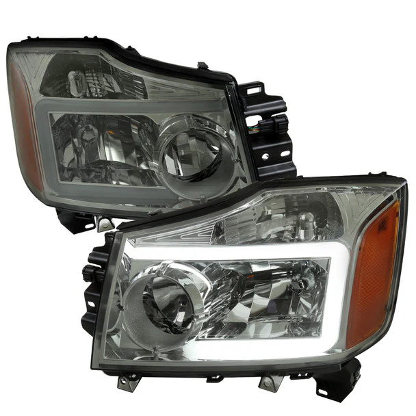 Spec-D Headlights Nissan Titan (04-15) Armada (04-07) OEM Replacement w/ LED Bar