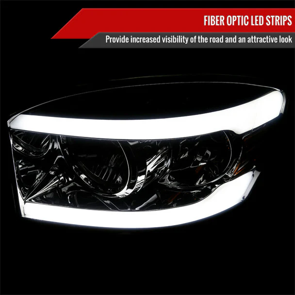 Spec-D Headlights RAM 1500 (06-08) RAM 2500 3500 (06-09) Factory Style - Chrome Housing w/ Smoked Lens - Image 2