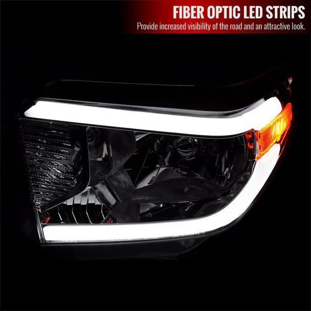Spec-D Headlights Toyota Tundra (2014–2021) OE Style w/ LED Bar - Chrome or Black w/ Clear or Smoke Lens - Image 2