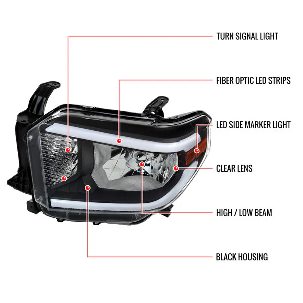 Spec-D Headlights Toyota Tundra (2014–2021) OE Style w/ LED Bar - Chrome or Black w/ Clear or Smoke Lens - Image 25