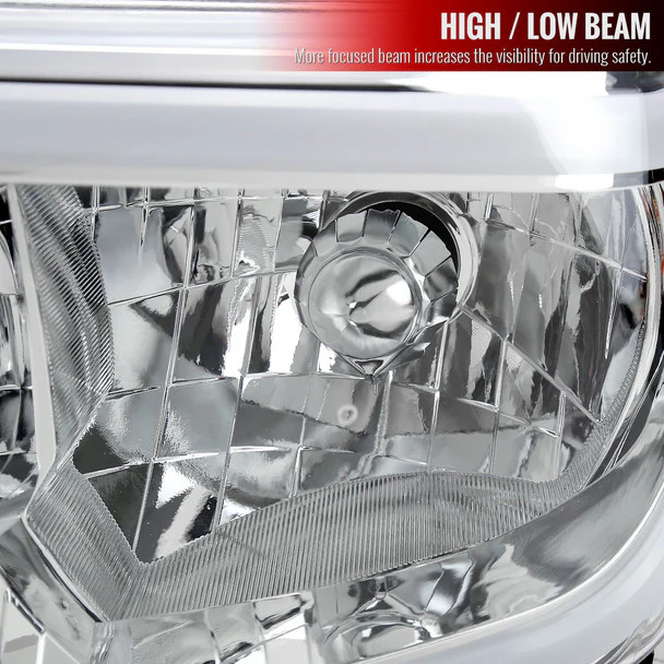 Spec-D Headlights Toyota Tundra (2014–2021) OE Style w/ LED Bar - Chrome or Black w/ Clear or Smoke Lens - Image 3