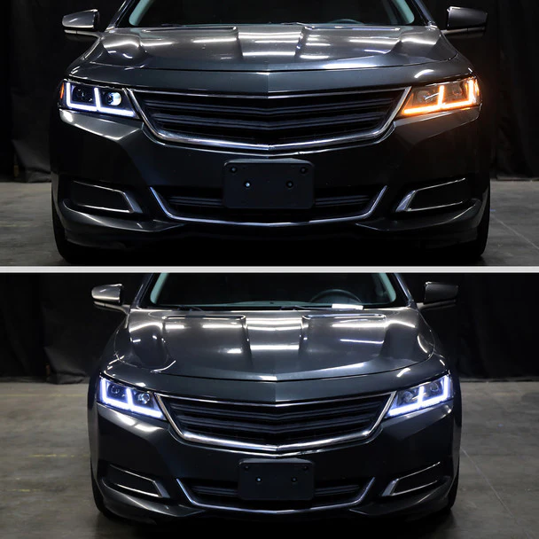 Spec-D Projector Headlights Chevy Impala (2014-2020) LED DRL w/ Sequential Turn Signal - Black - Image 11