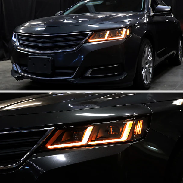 Spec-D Projector Headlights Chevy Impala (2014-2020) LED DRL w/ Sequential Turn Signal - Black - Image 12