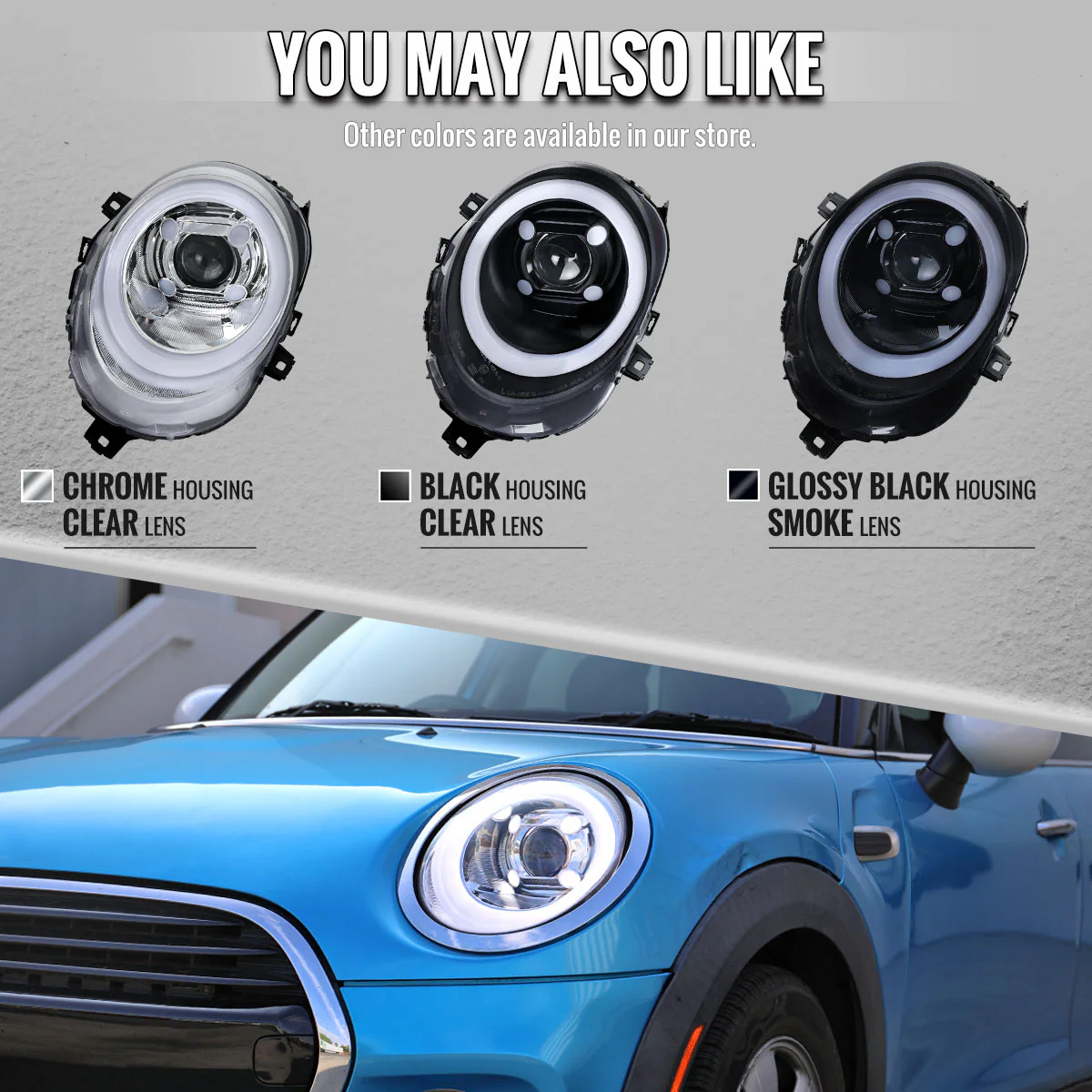 Spec-D LED Projector Headlights for Mini Cooper F55 / F56 / F57 (14-24) Clubman F54 (16-24) LED DRL Light Bar Black / Chrome - Clear or Smoked Lens - Image 6