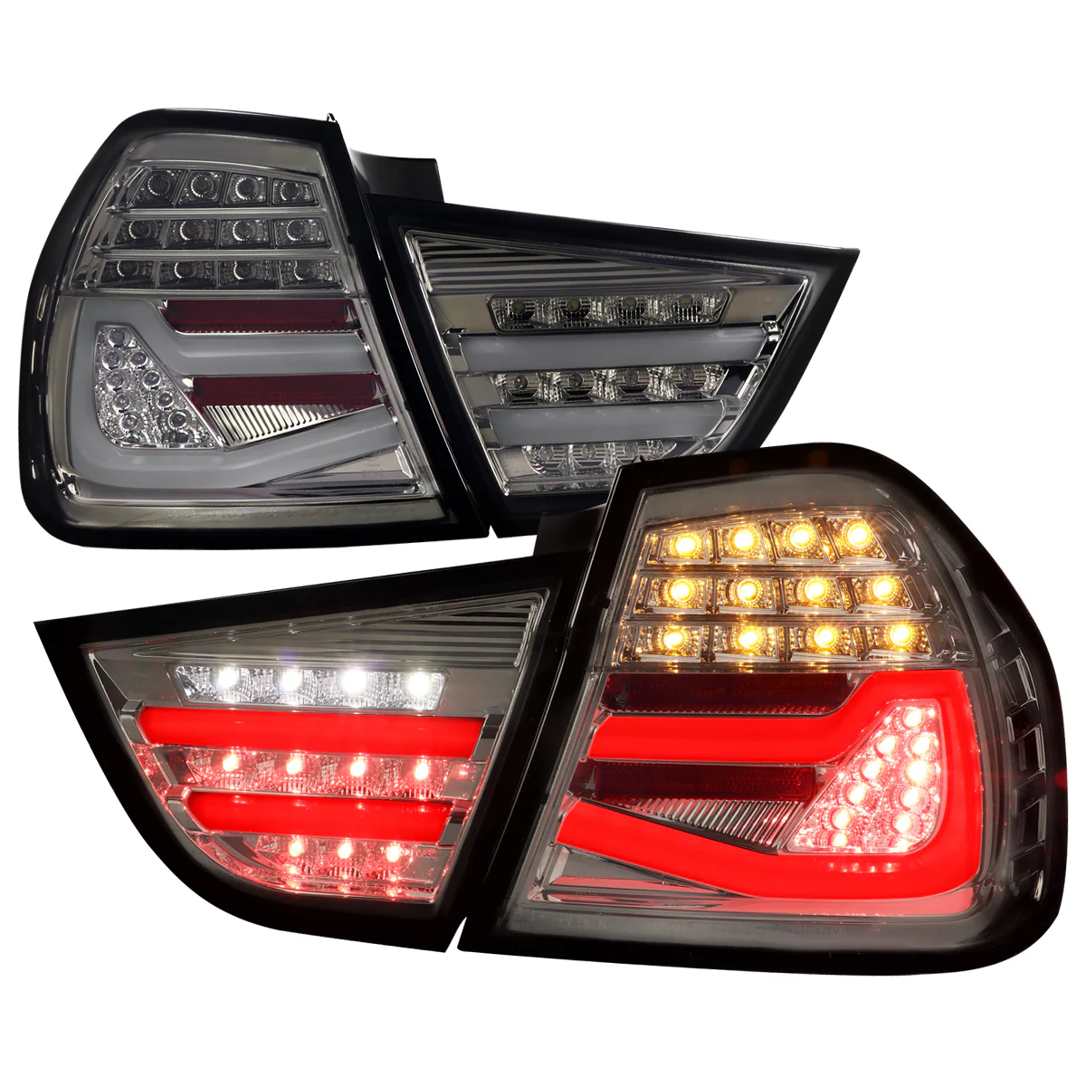 Spec-D LED Tail Lights BMW 325i 328i 330i 335i M3 E90 Sedan LCI (09-11) Sequential Signal Red / Chrome / Black - Image 6