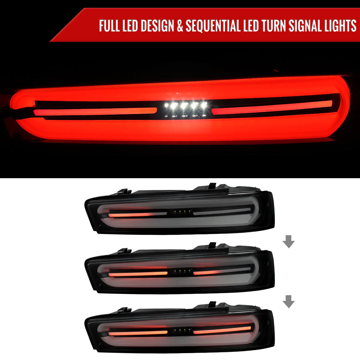 Spec-D Full LED Tail Lights Chevy Camaro (2014-2018) With Sequential Turn Signals - Image 4