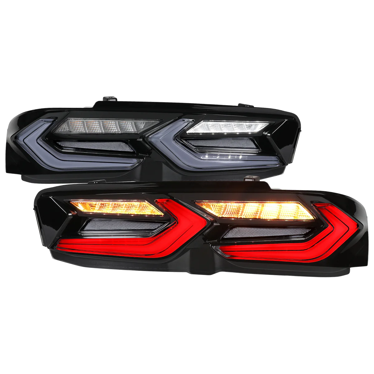 Spec-D LED Tail Lights for Chevy Camaro (2019-2023) C8 Style with Sequential Turn Signals - Clear or Smoked Lens - Image 2