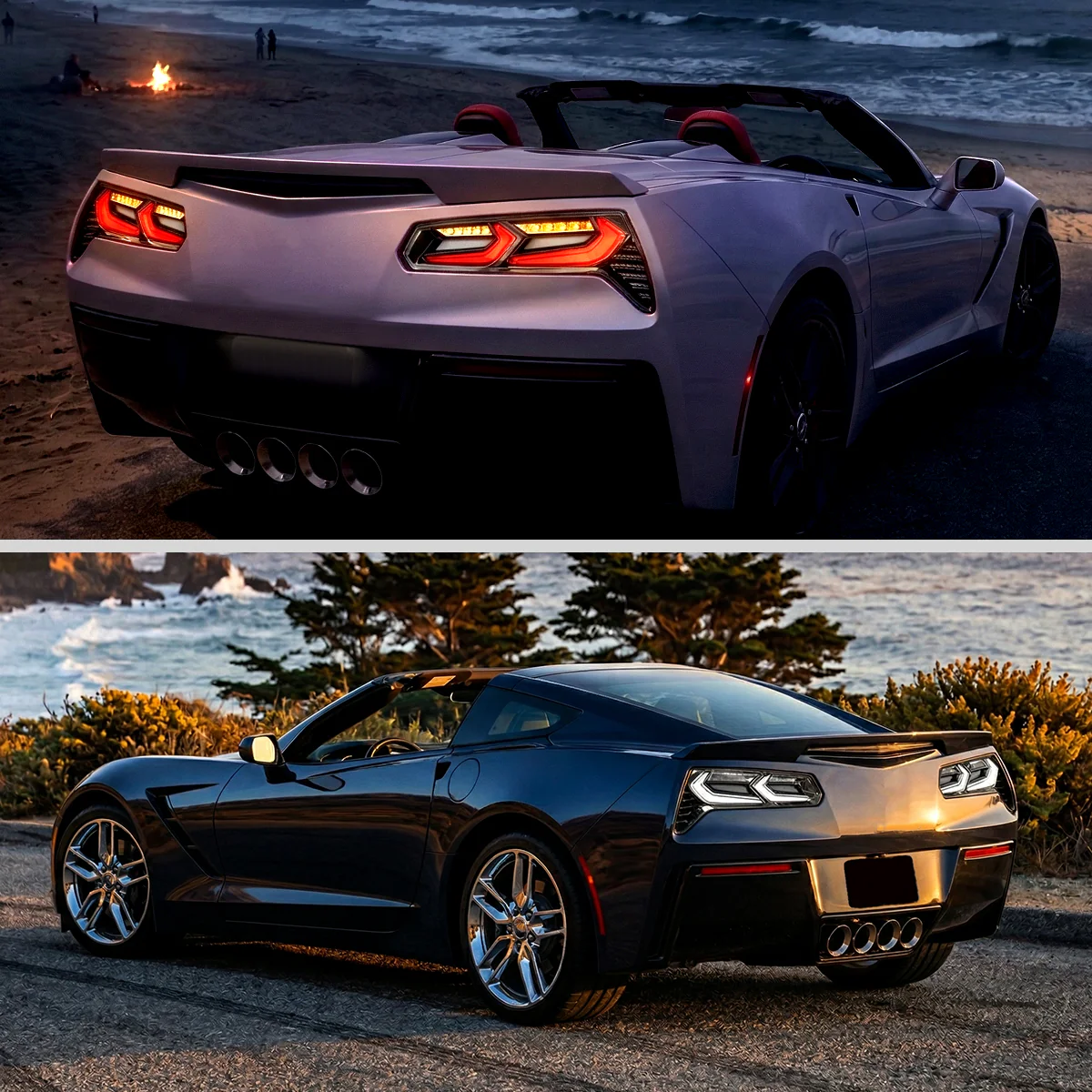 Spec-D LED Tail Lights for Chevy Corvette C7 (2014-2019) C8 Style with Sequential Turn Signals - Clear or Smoked Lens - Image 11