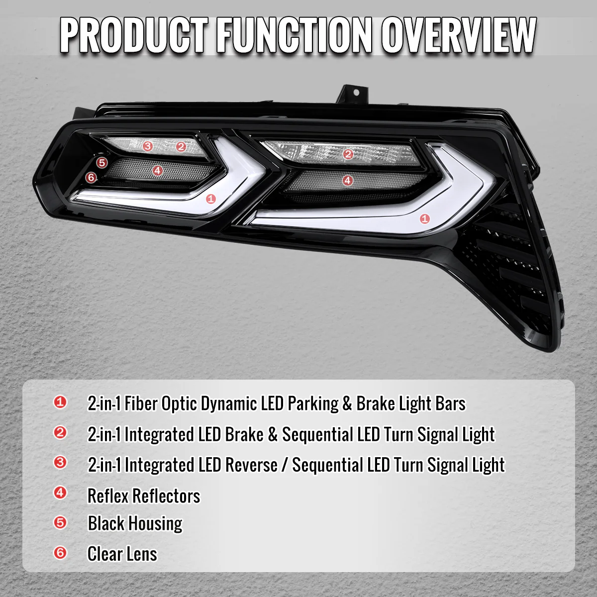 Spec-D LED Tail Lights for Chevy Corvette C7 (2014-2019) C8 Style with Sequential Turn Signals - Clear or Smoked Lens - Image 7
