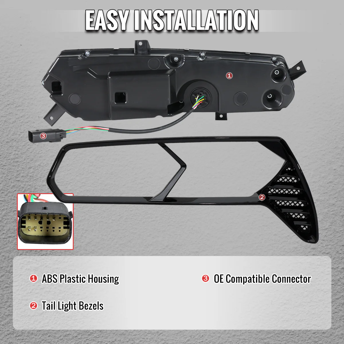 Spec-D LED Tail Lights for Chevy Corvette C7 (2014-2019) C8 Style with Sequential Turn Signals - Clear or Smoked Lens - Image 8