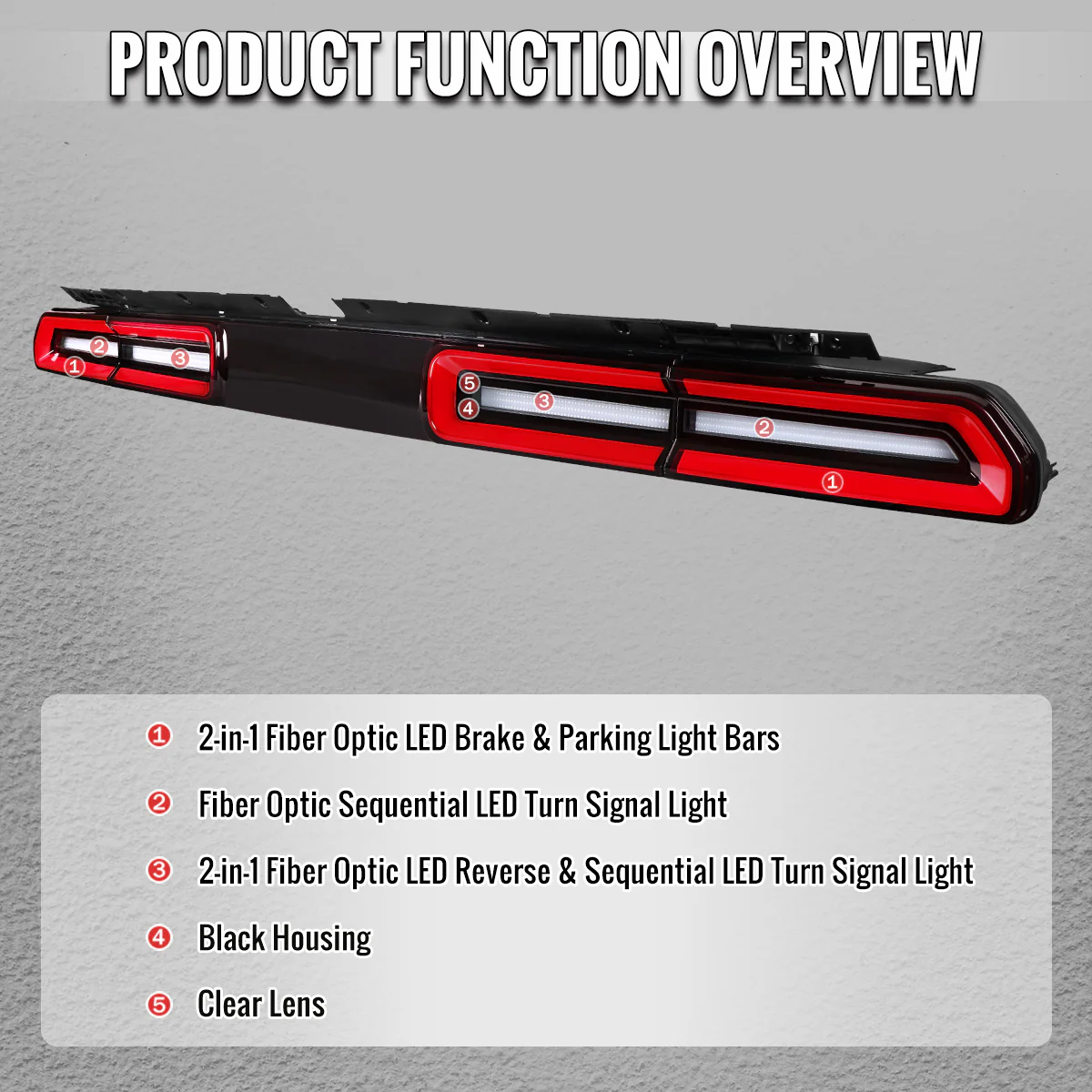 Spec-D LED Tail Lights for Dodge Challenger (2008-2014) Flowing Sequential Turn Signals - Clear or Red Lens - Image 10