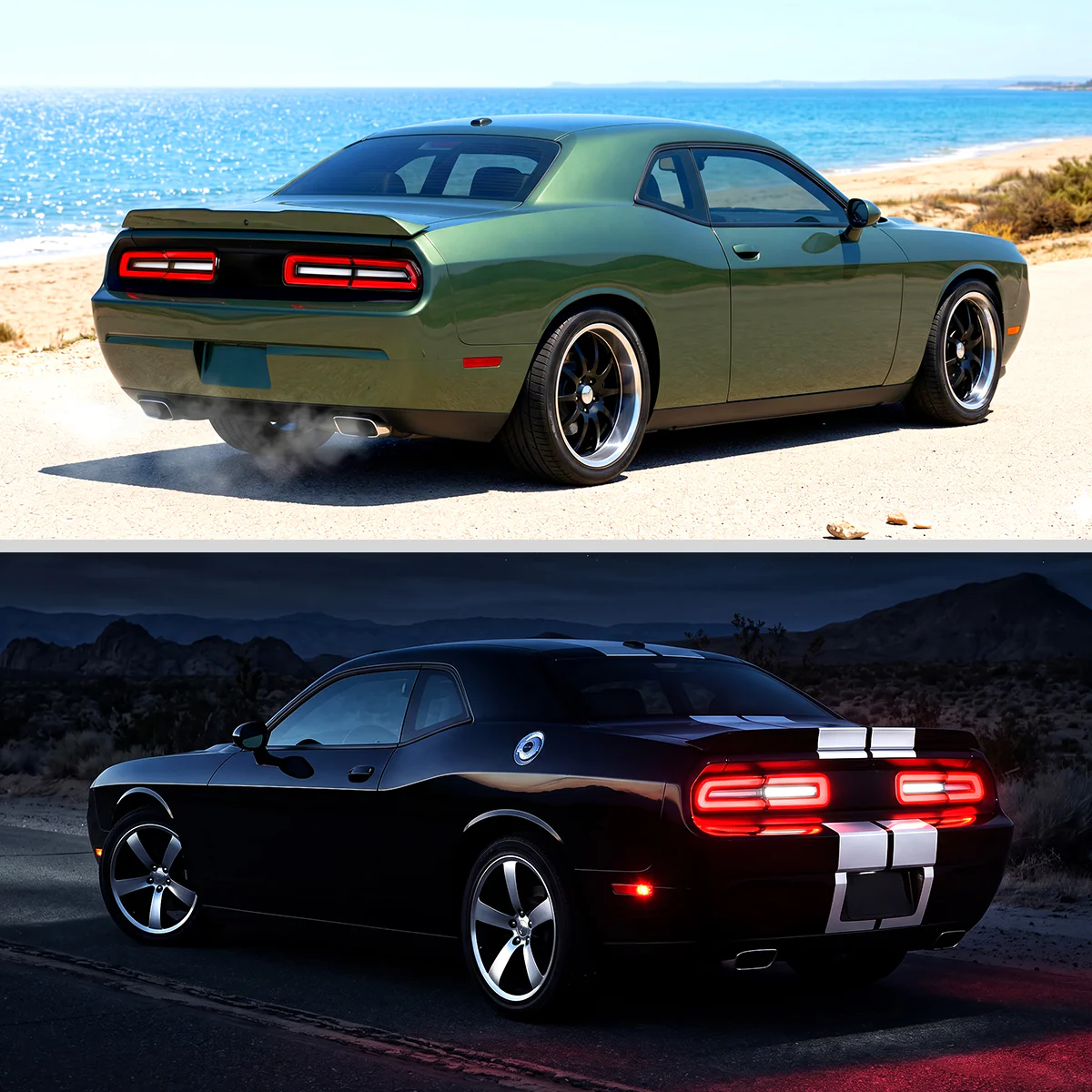 Spec-D LED Tail Lights for Dodge Challenger (2008-2014) Flowing Sequential Turn Signals - Clear or Red Lens - Image 7