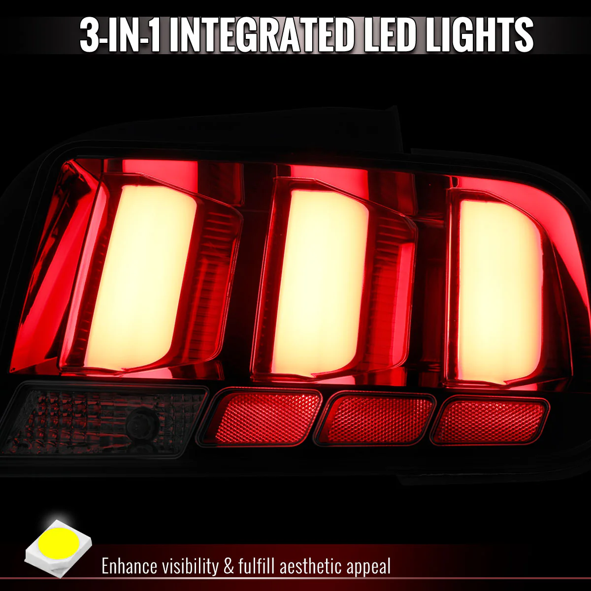 Spec-D LED Tail Lights for Ford Mustang S197 (2005-2009) Clear or Red Lens - Image 3