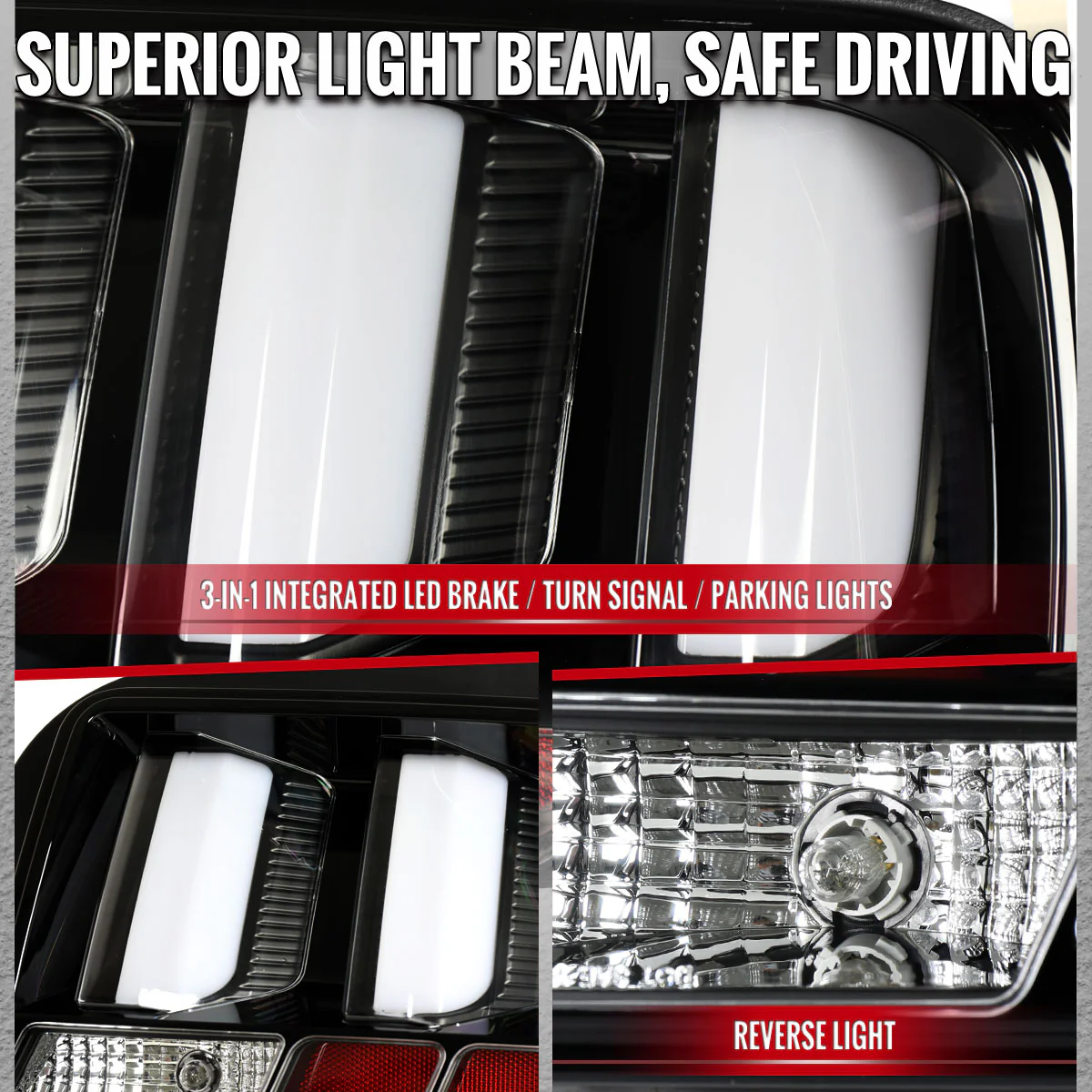 Spec-D LED Tail Lights for Ford Mustang S197 (2005-2009) Clear or Red Lens - Image 7