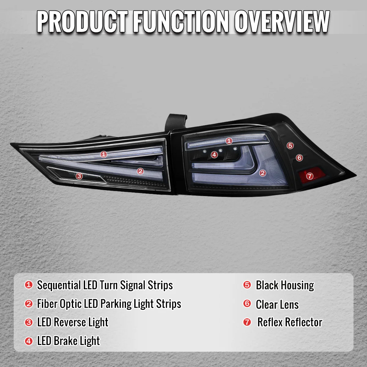 Spec-D Full LED Tail Lights for Lexus IS250 & IS350 (2014-2017) Sequential Turn Signals - Black - Clear or Smoked Lens - Image 15