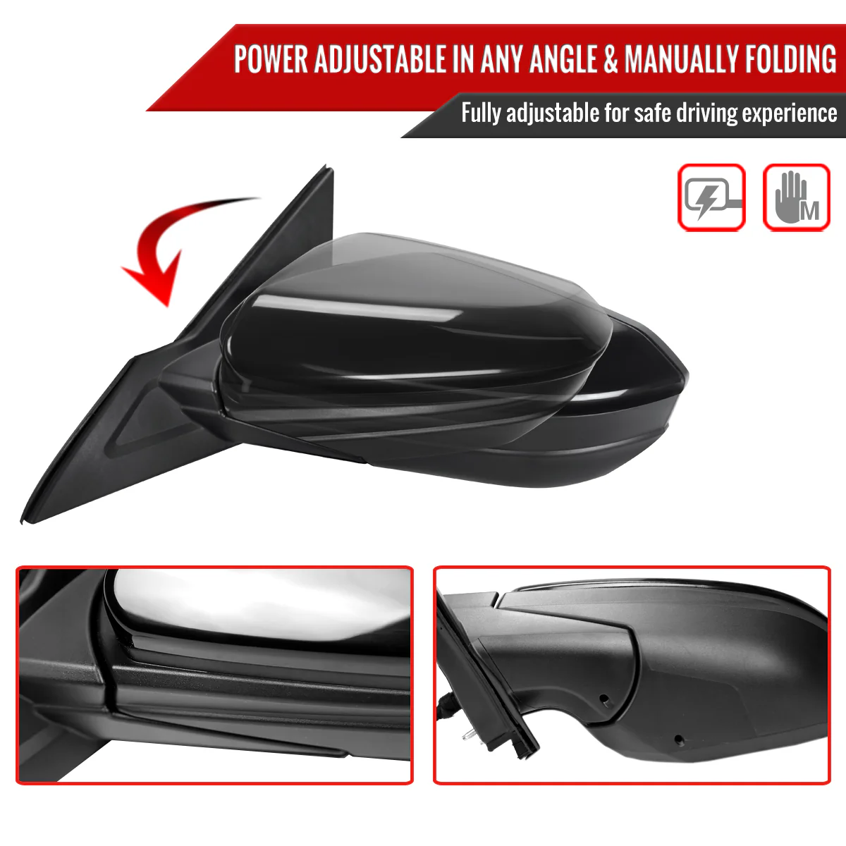 Spec-D Mirrors Honda Civic (2016-2020) Driver Left / Passenger Right Black OEM Replacements - Image 6