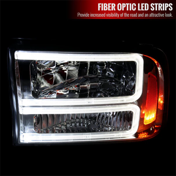Spec-D Headlights Ford F250 F350 F450 F550 Superduty (99-04) Excursion (00-04) Euro Style OEM Replacement w/ Black or Chrome Housing - Image 12
