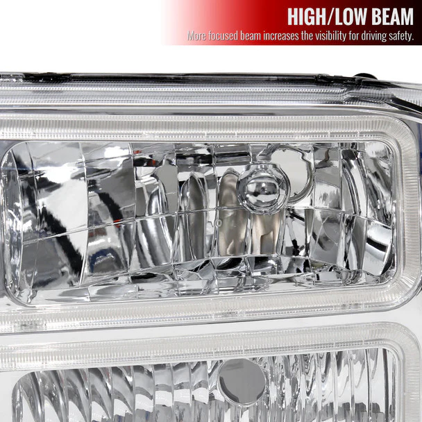 Spec-D Headlights Ford F250 F350 F450 F550 Superduty (99-04) Excursion (00-04) Euro Style OEM Replacement w/ Black or Chrome Housing - Image 3