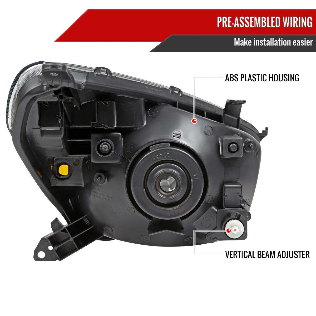 Spec-D OEM Replacement Headlights Toyota RAV4 (01-03) Non Sport - Black / Smoked / Clear - Image 11