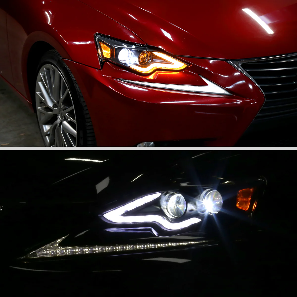 Spec-D Projector Full LED Headlights Lexus IS250 / IS350 (2014-2016) Chrome / Gloss Black / Matte Black Housing - Image 2