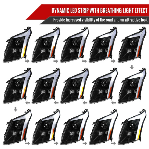 Spec-D Projector Headlights Cadillac SRX (10-16) w/ Switchback Sequential Turn Signal FULL LED Bar - Image 13