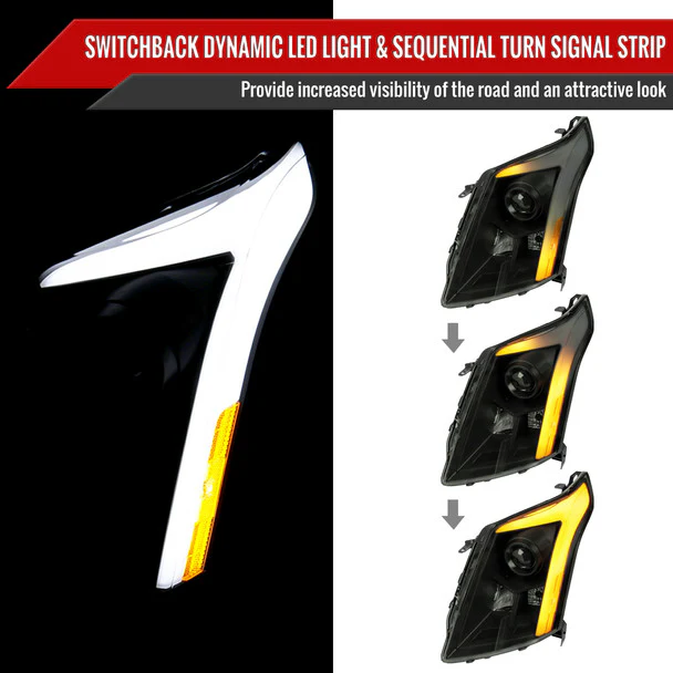 Spec-D Projector Headlights Cadillac SRX (10-16) w/ Switchback Sequential Turn Signal FULL LED Bar - Image 24