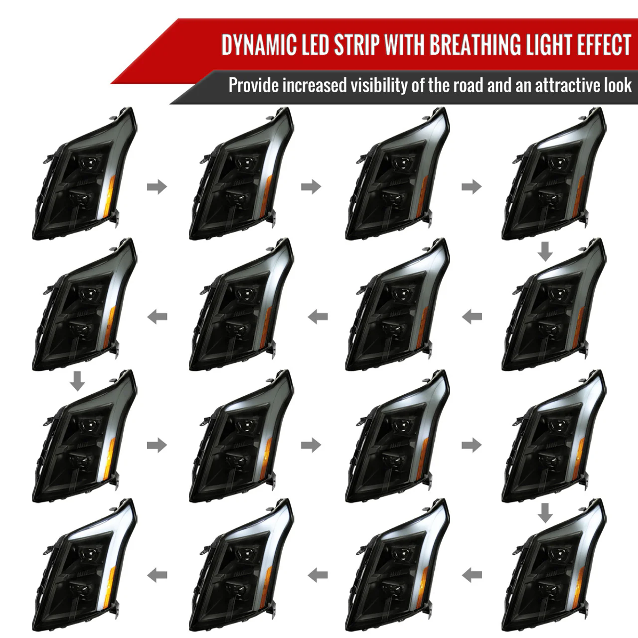 Spec-D Projector FULL LED Headlights Cadillac SRX (10-16) w/ Switchback Sequential Turn Signal - Image 7