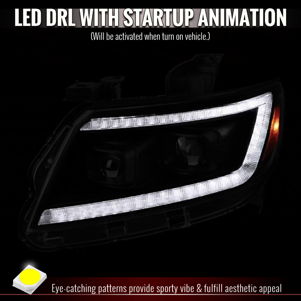 Spec-D Projector Headlights Chevy Colorado (2015-2022) Sequential Or Non-Sequential LED Bar - Black Or Chrome - Image 10