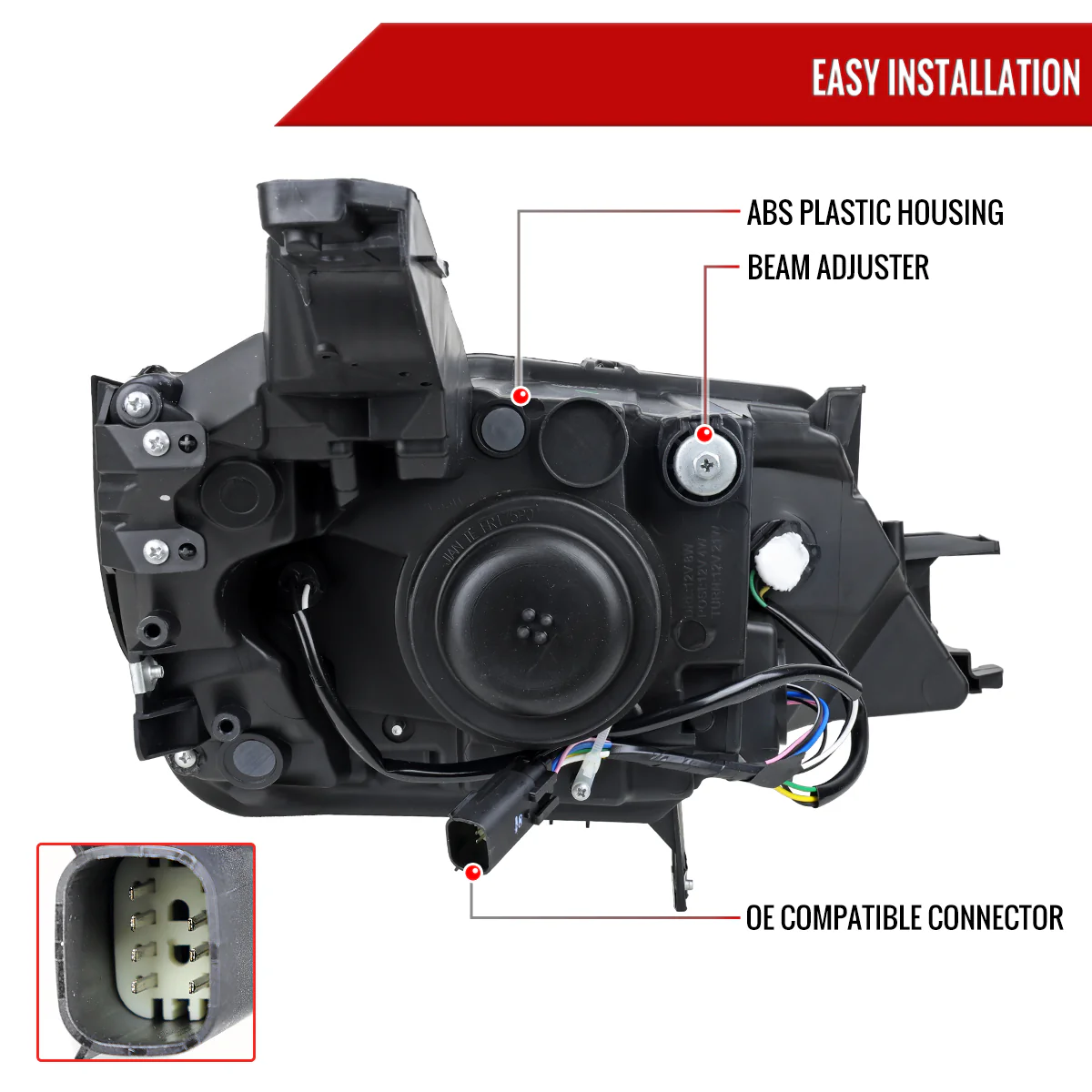 Spec-D Projector Headlights Chevy Impala (14-20) Gloss Black Housing w/ Clear or Smoke Lens - Image 16