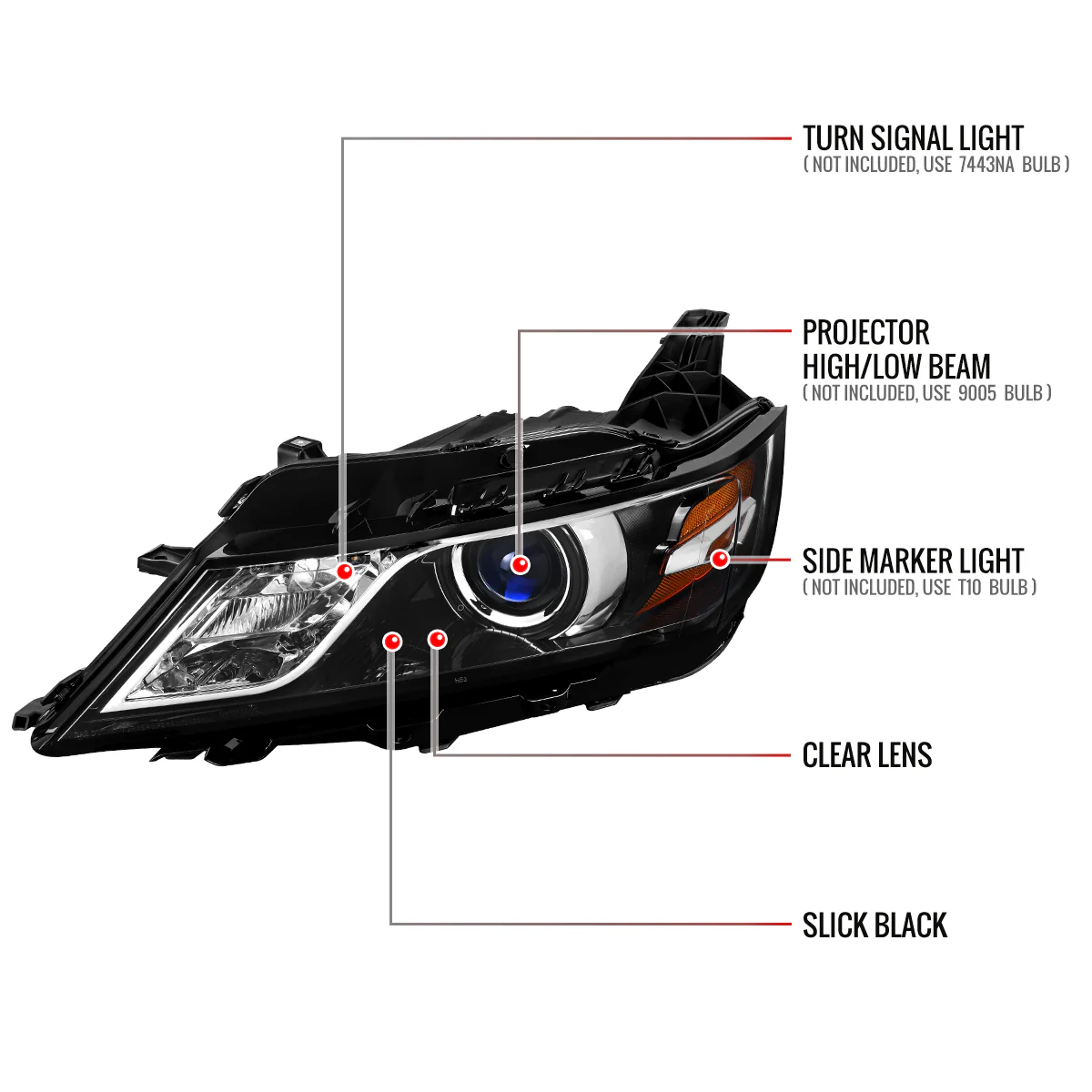 Spec-D Projector Headlights Chevy Impala (14-20) Gloss Black Housing w/ Clear or Smoke Lens - Image 20
