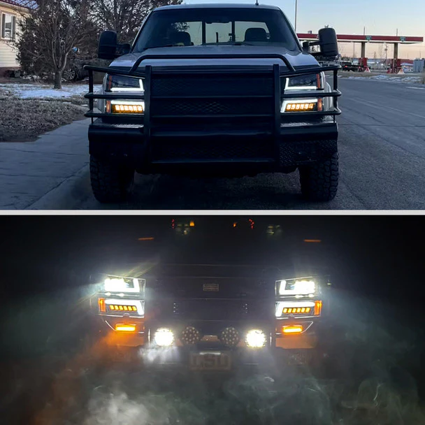Spec-D Projector Headlights Chevy Silverado (03-07) Avalanche (02-06) DRL Headlights w/ Bumper Lights - Black - Image 11