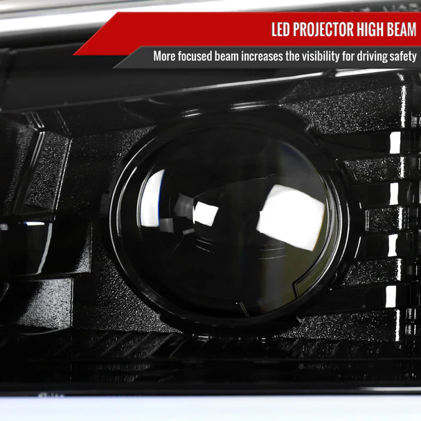 Spec-D Projector Headlights Chevy Silverado (03-07) Avalanche (02-06) DRL Headlights w/ Bumper Lights - Black - Image 4