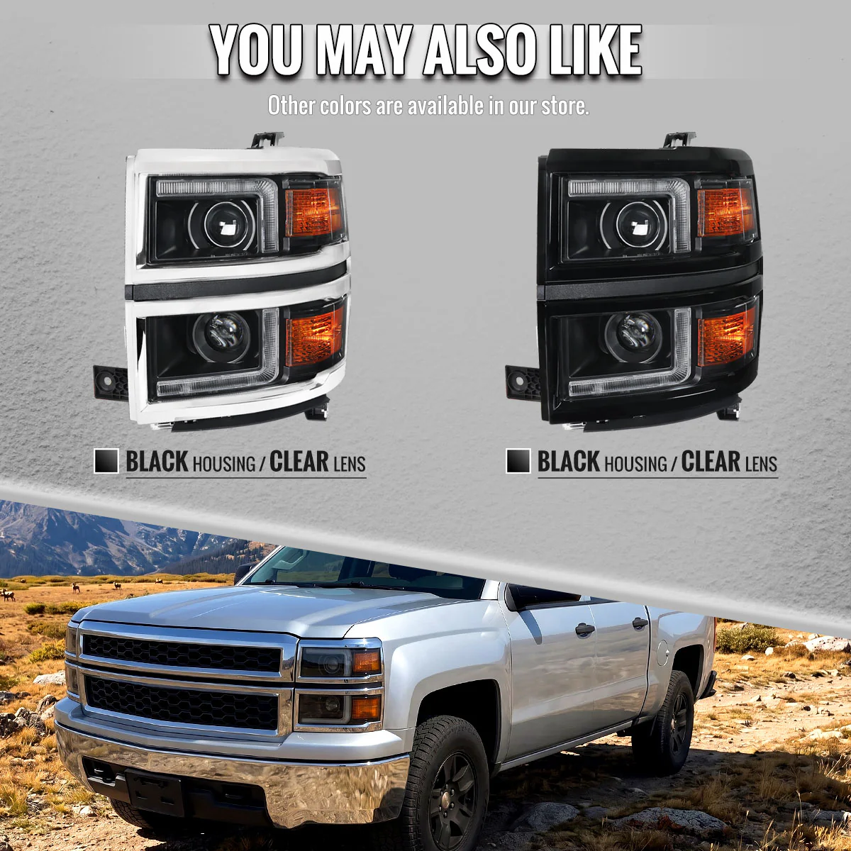 Spec-D Projector Headlights Chevy Silverado 1500 (2014-2015) LED DRL Bars - Matte Black / Chrome - Image 7