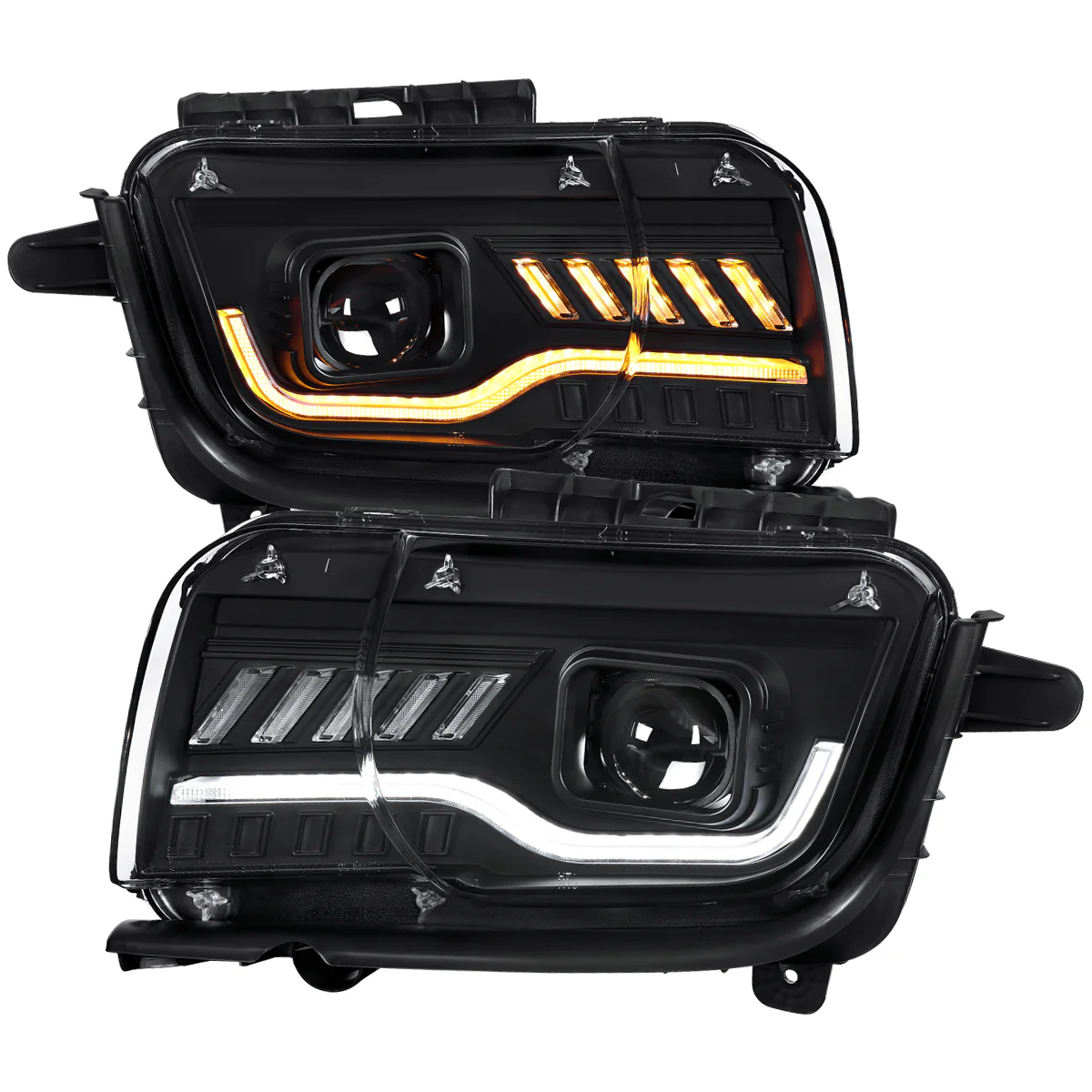 Spec-D Projector Headlights for Chevy Camaro (2010-2013) LED Switchback Turn Signals - Black with Clear Lens