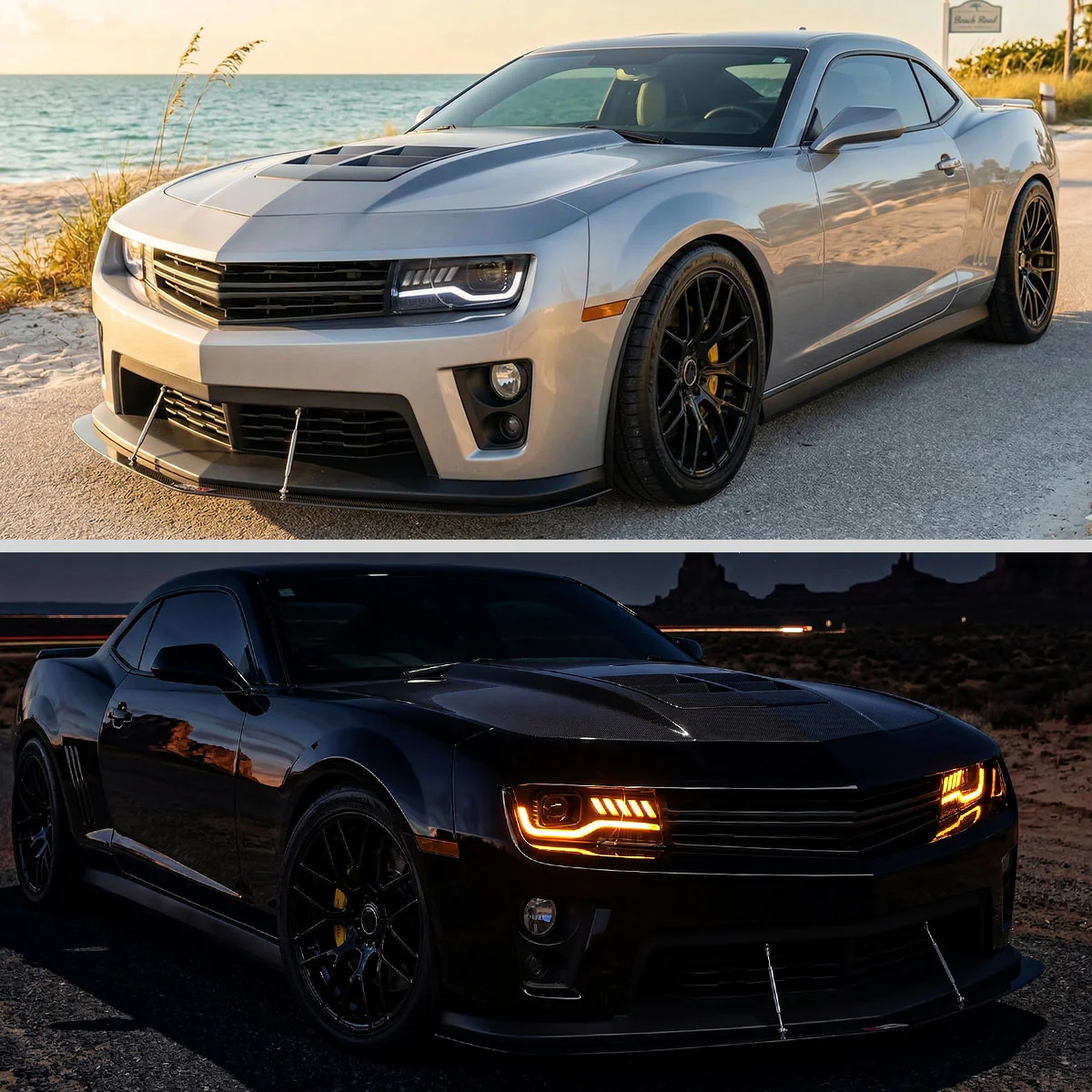 Spec-D Projector Headlights for Chevy Camaro (2010-2013) LED Switchback Turn Signals - Black with Clear Lens - Image 5