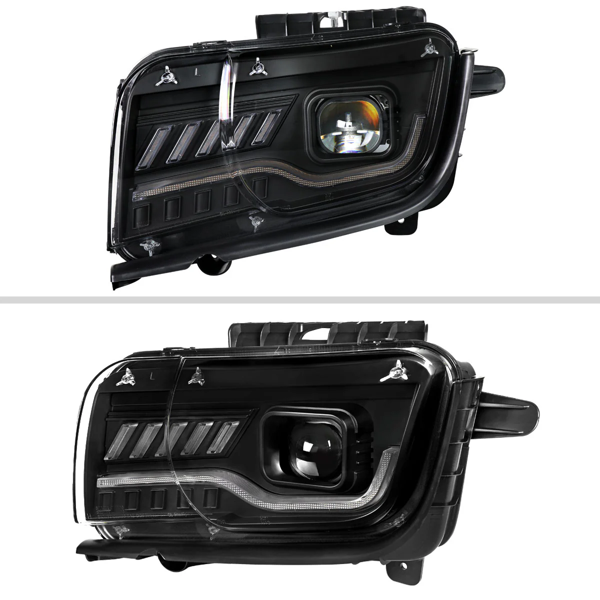 Spec-D Projector Headlights for Chevy Camaro (2010-2013) LED Switchback Turn Signals - Black with Clear Lens - Image 6