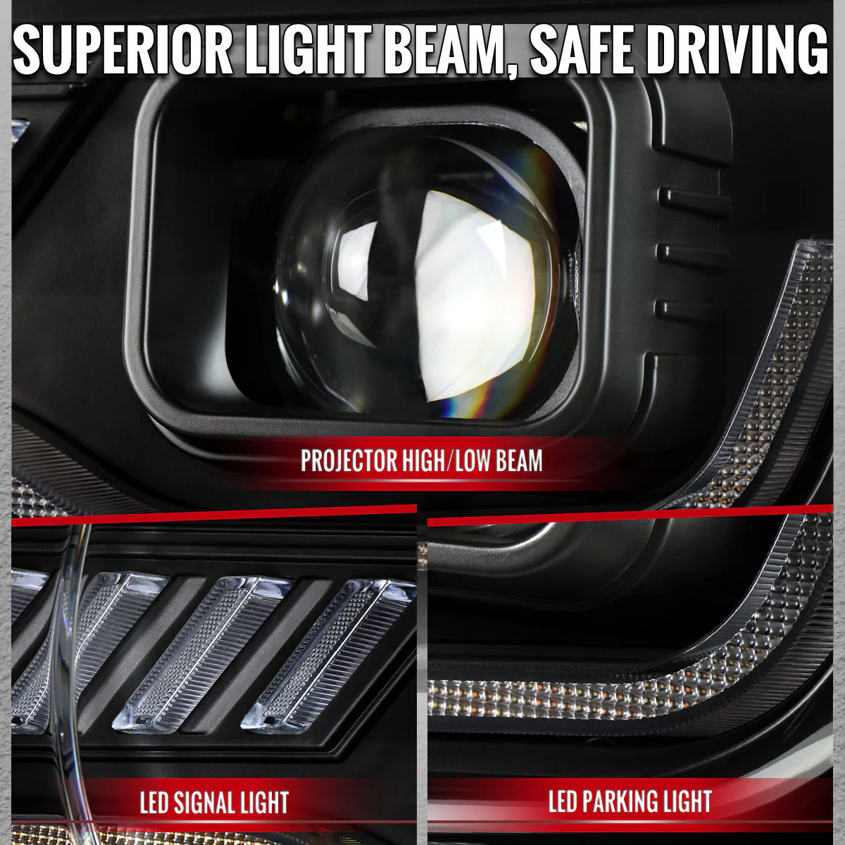Spec-D Projector Headlights for Chevy Camaro (2010-2013) LED Switchback Turn Signals - Black with Clear Lens - Image 7