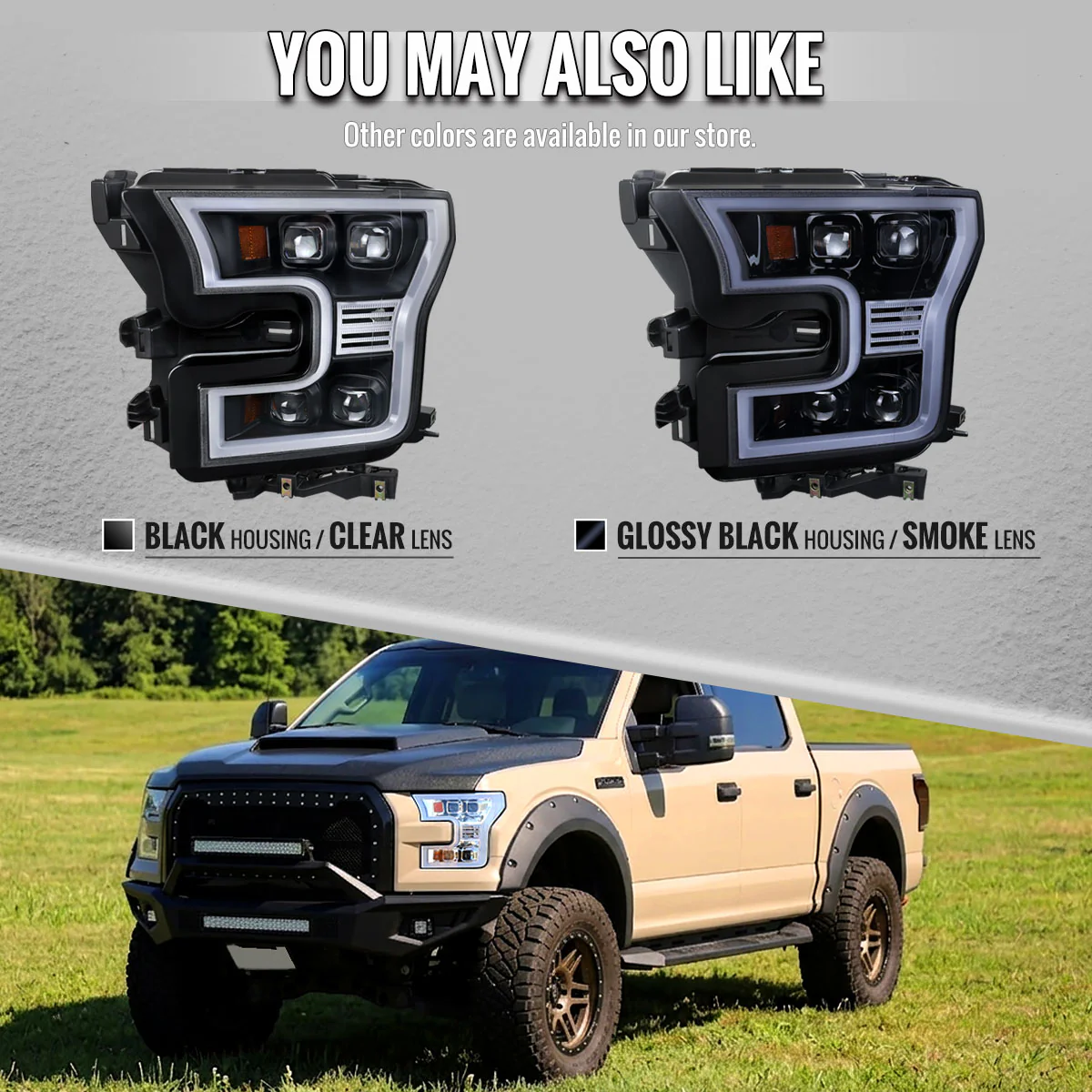Spec-D Full LED Projector Headlights for Ford F150 (2015-2017) LED DRL Light Bar Black - Clear or Smoked Lens - Image 10