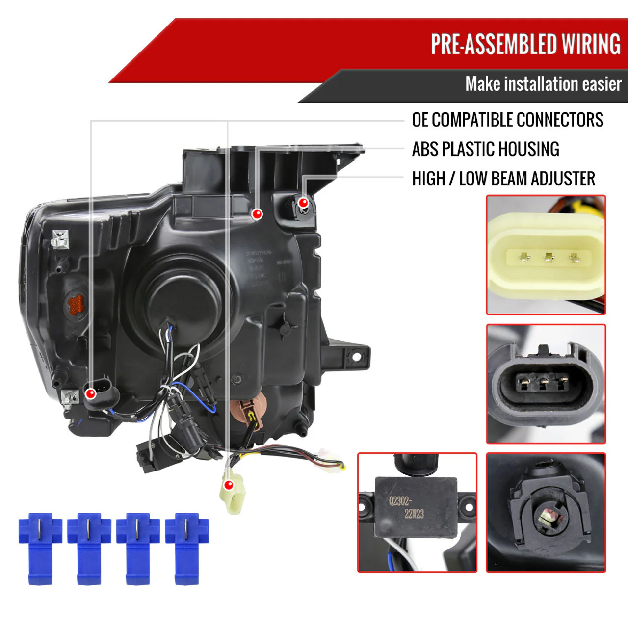Spec-D Projector Headlights Ford F150 (2009-2014) w/ LED Strip - Smoked or Clear Lens - Image 27