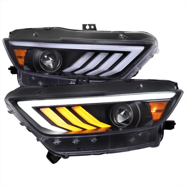 Spec-D Projector Headlights Ford Mustang S550 (15-17) & Shelby GT350/500 (18-20) OEM HID Type w/ LED Sequential Turn Signals - Image 12