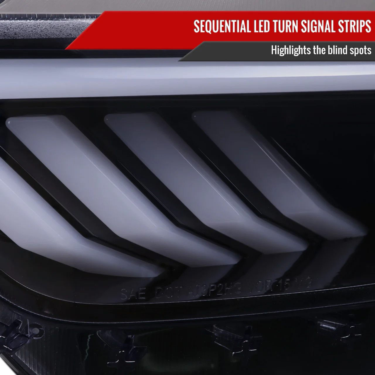 Spec-D Projector Headlights Ford Mustang S550 (15-17) & Shelby GT350/500 (18-20) OEM HID Type w/ LED Sequential Turn Signals - Image 5