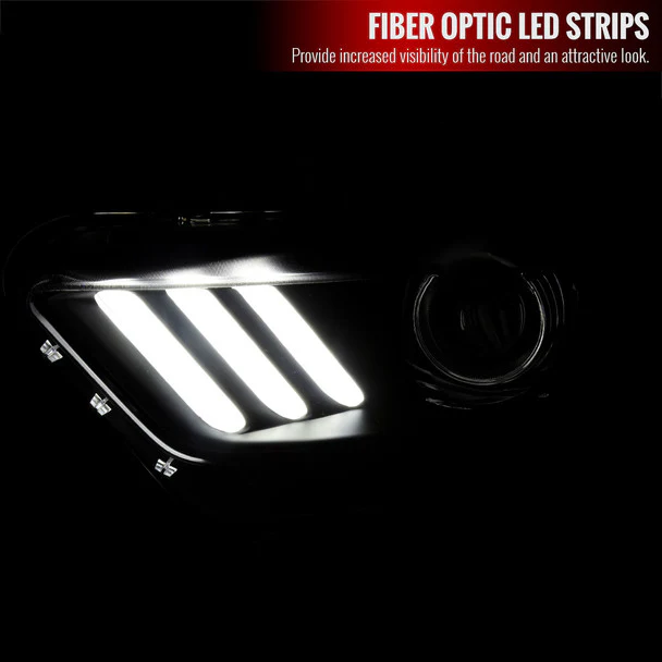 Spec-D Projector Headlights Ford Mustang S550 (15-17) Shelby (18-20) LED HID Black Housing w/ Smoked Lens - Image 2