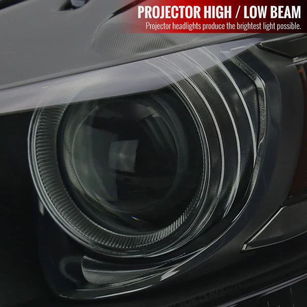 Spec-D Projector Headlights Ford Mustang S550 (15-17) Shelby (18-20) LED HID Black Housing w/ Smoked Lens - Image 3