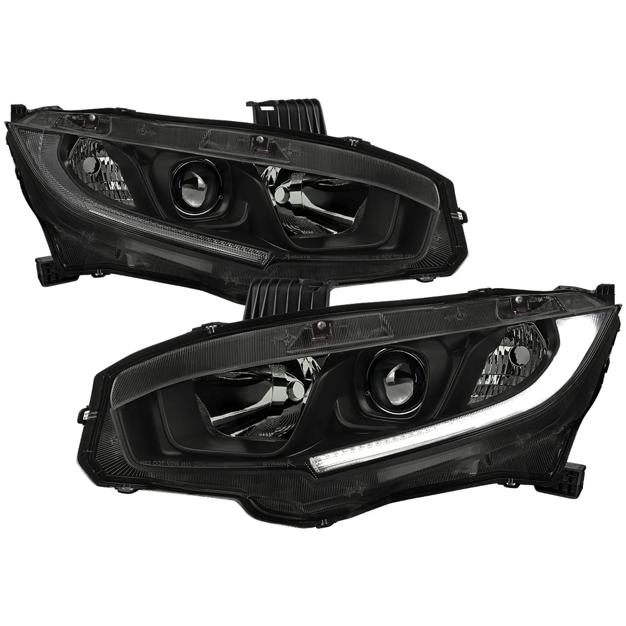 Spec-D Projector Headlights Honda Civic (2016-2021) OEM Factory Style w/ LED Strip - Image 3