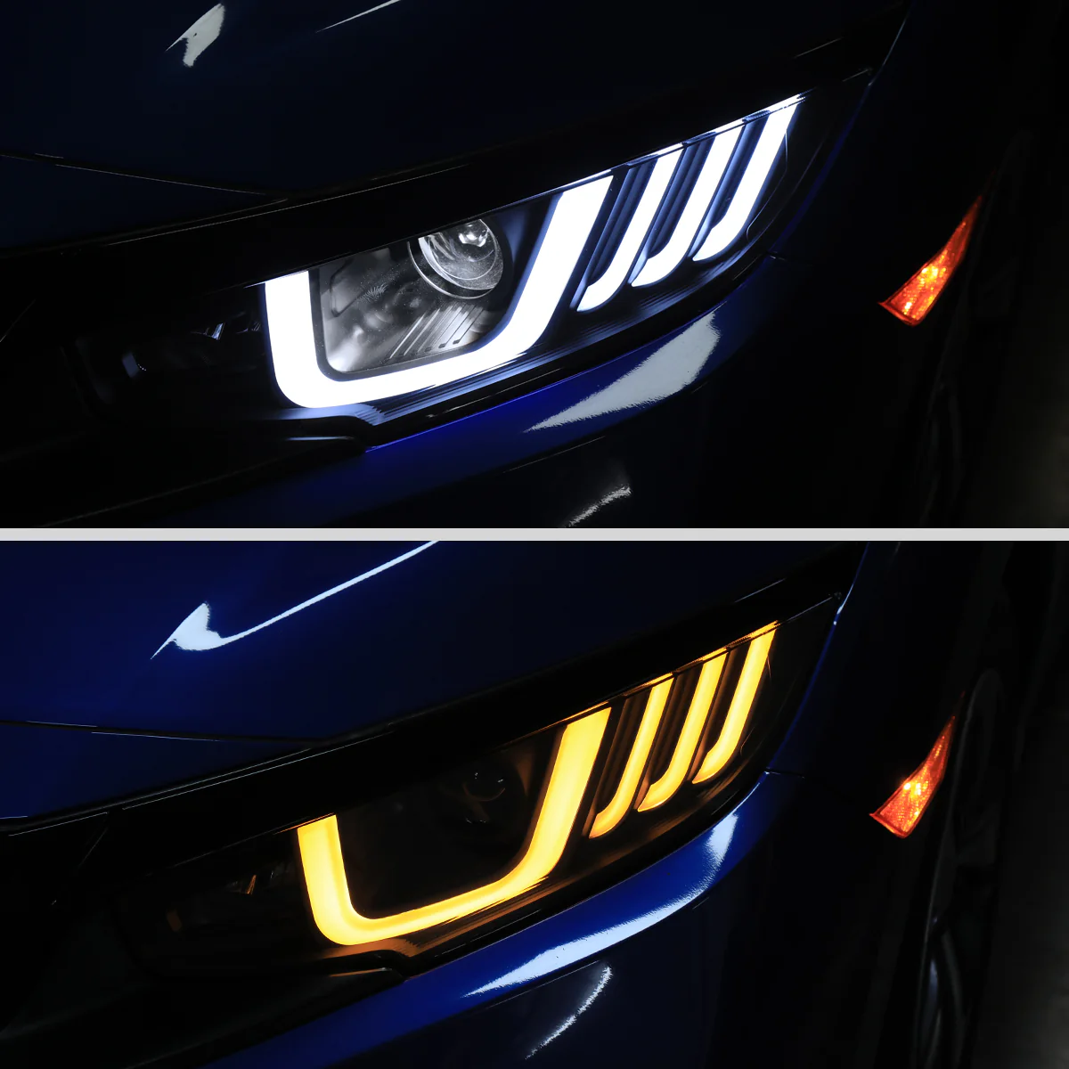 Spec-D Projector Headlights Honda Civic Type-R FK8 (2017-2021) LED Bar w/ Sequential Signal Chrome/Black - Image 7