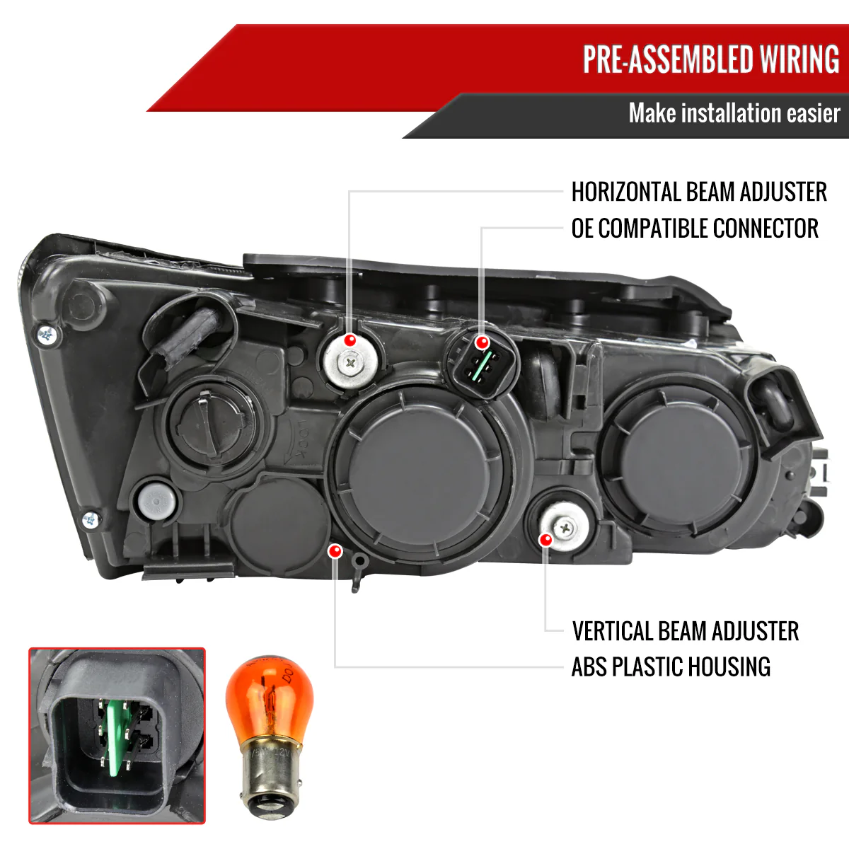 Spec-D Projector Headlights Hyundai Sonata (2006 2007 2008) Black w/ Clear Lens - Image 10