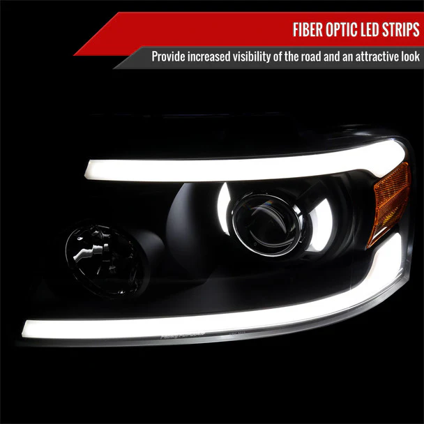 Spec-D Projector Headlights Lincoln Mark LT (06-08) LED Bar or LED Tube - Black or Chrome - Image 11